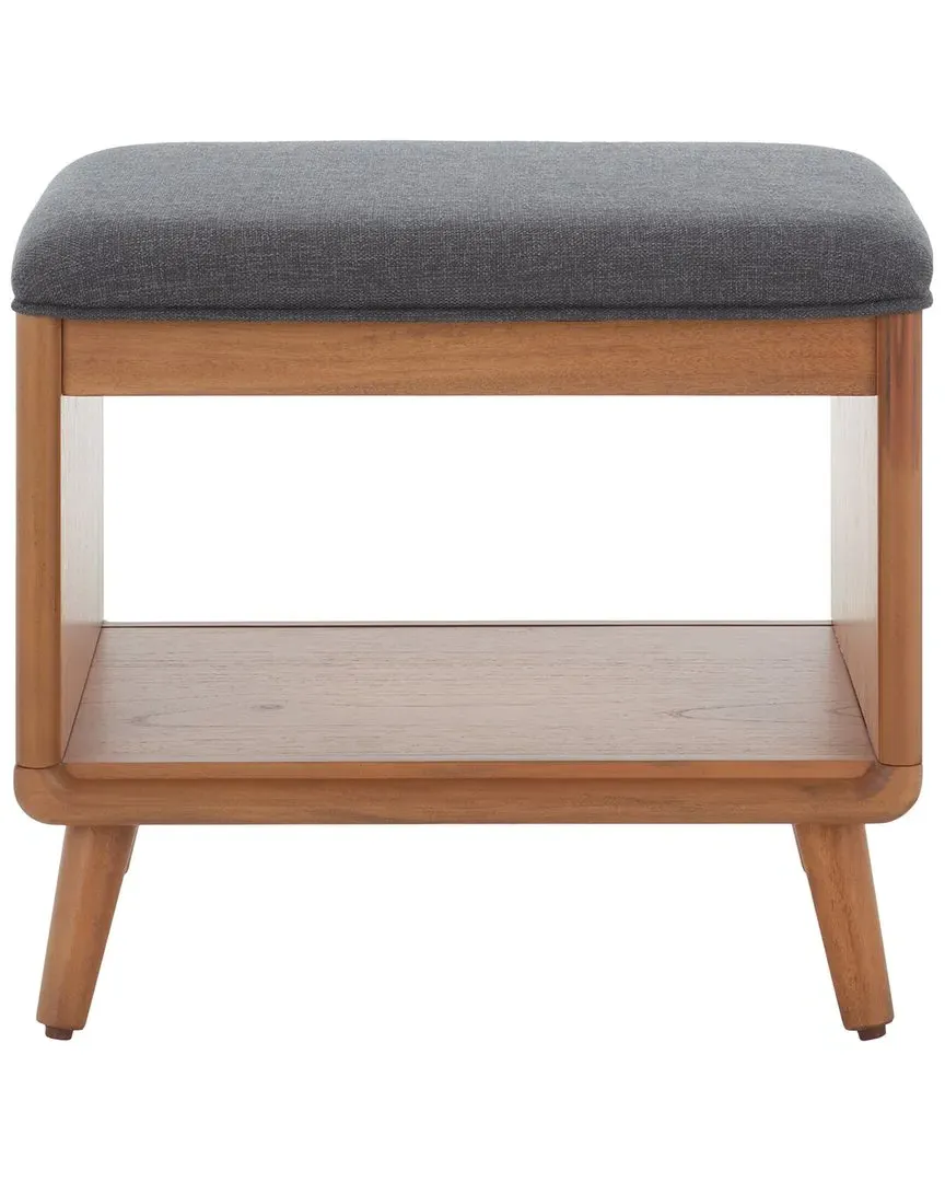 Solo Open Shelf Bench with Cushion - Grey, Mahogany image