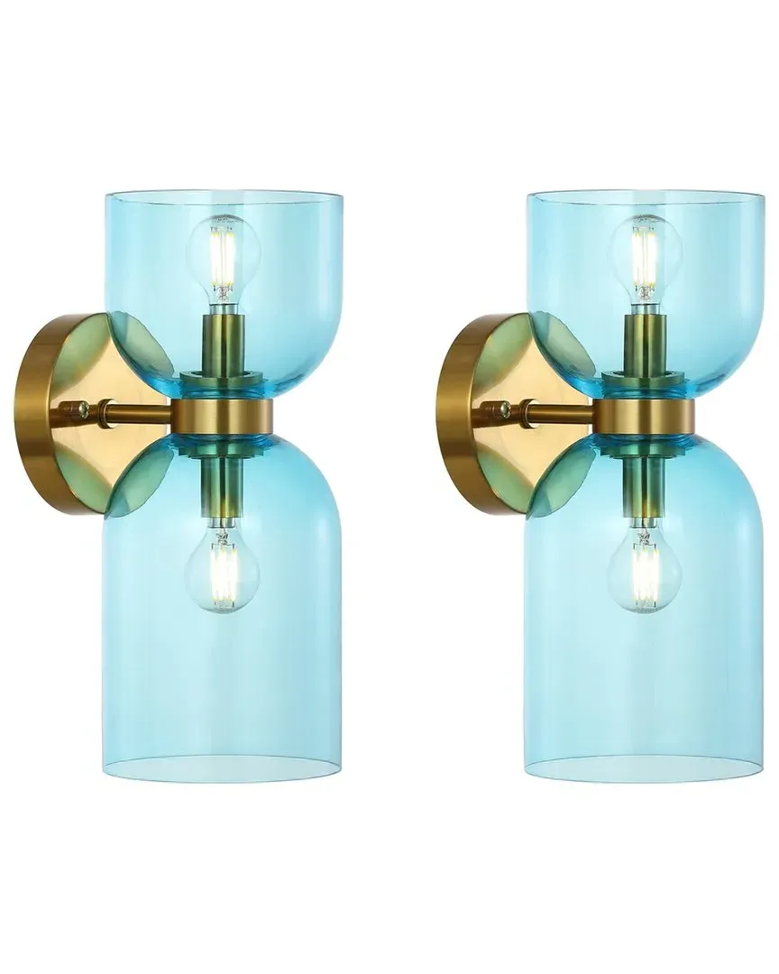 Solyn 2-Light Wall Sconce Set - Blue, Glass