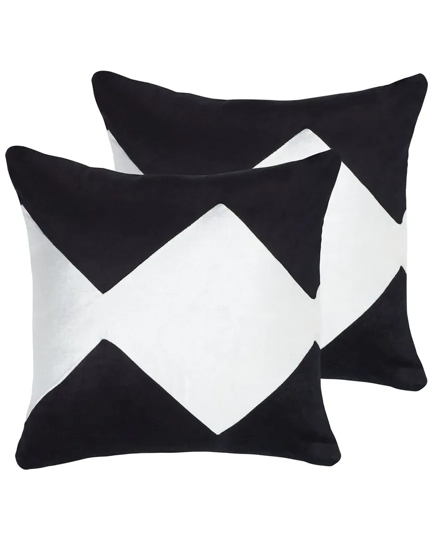 Tabytha Decorative Pillow Set - Black/Ivory, Viscose Cotton image