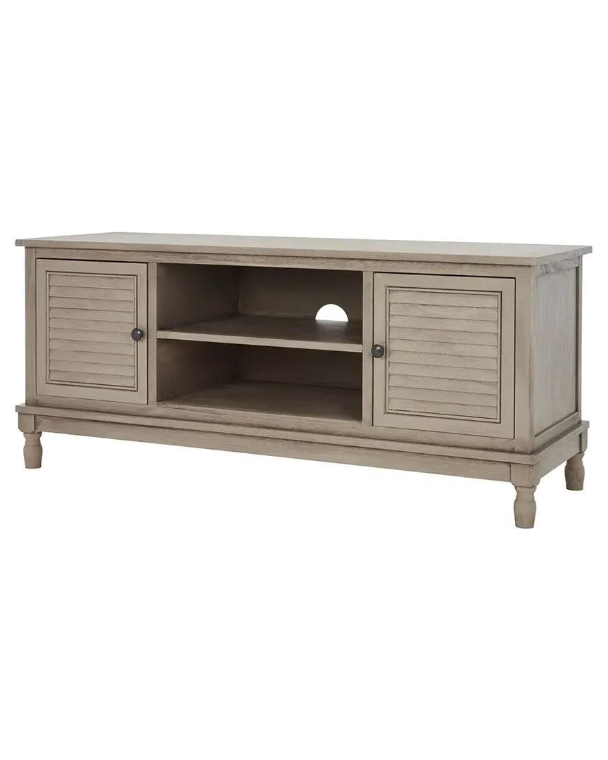 Tate 2 Drawer Media Stand with Storage - Greige, Pine image