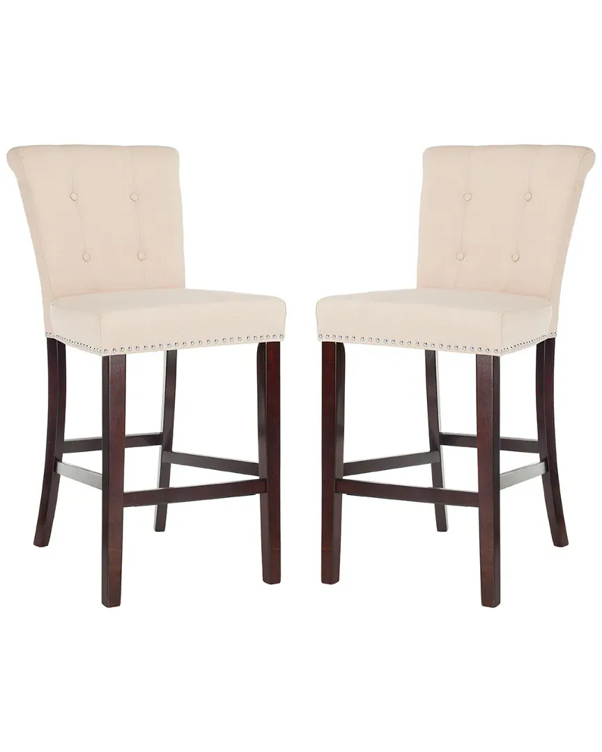 Taylor Set of 2 Bar Stools - Beige, Linen