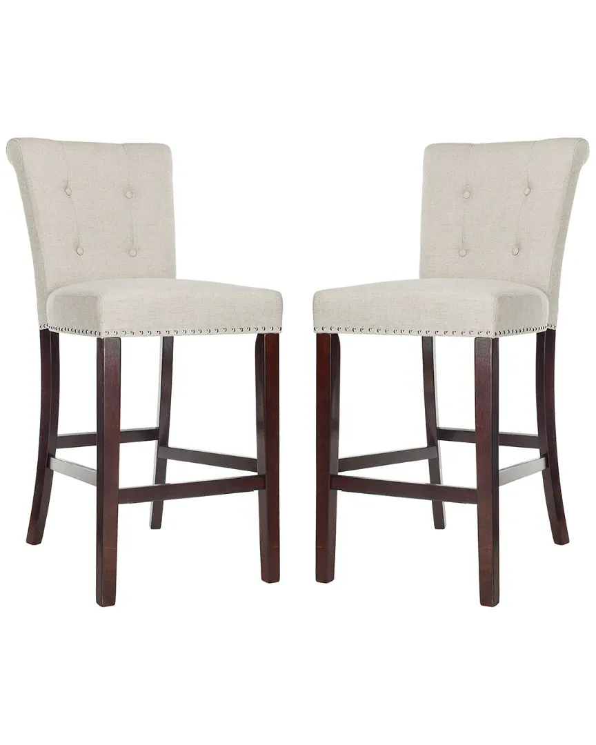 Taylor Set of 2 Bar Stools - Light Grey, Linen