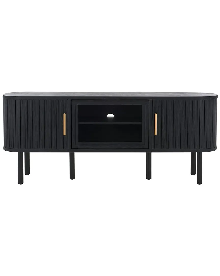 Tealla Media Stand with Tambour Doors - Black image