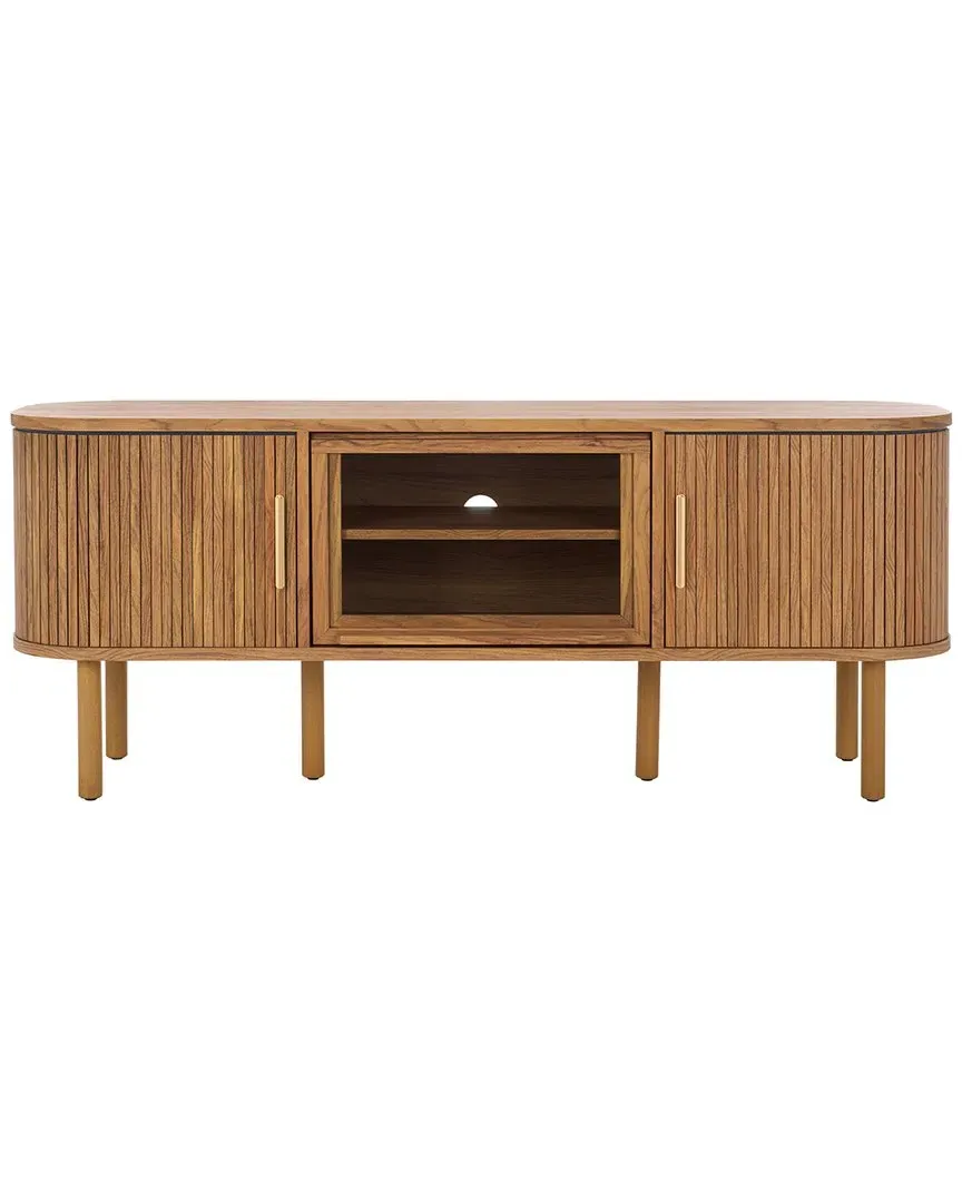 Tealla Media Stand with Tambour Doors - Oak