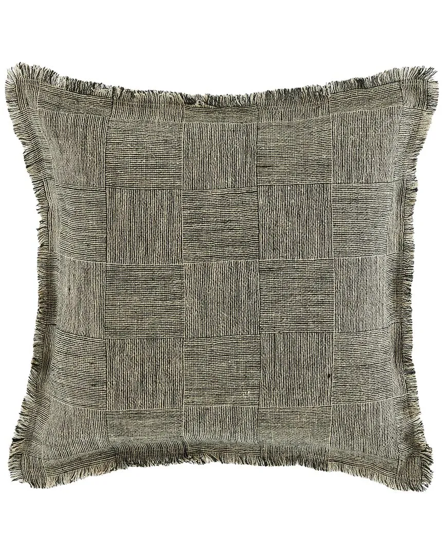 Terra Square Throw Pillow - Black, Linen image