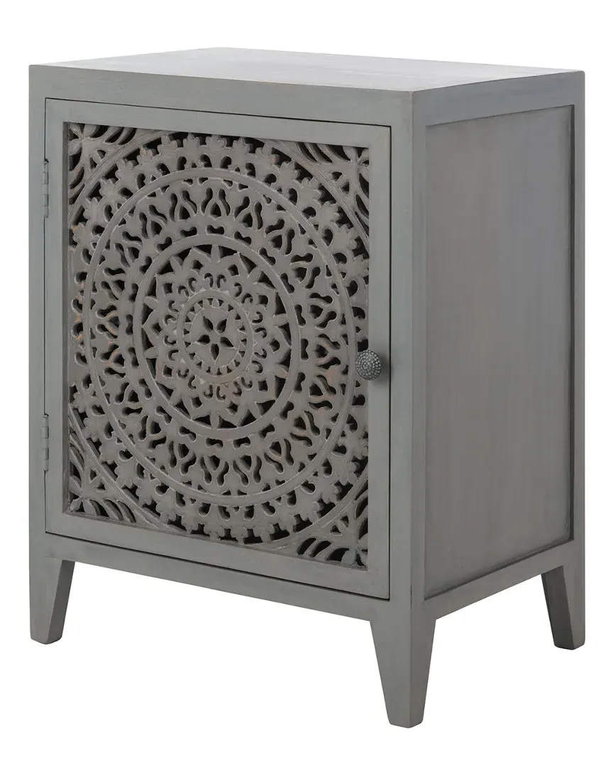 Thea 1 Door Carved Nightstand - Grey Walnut