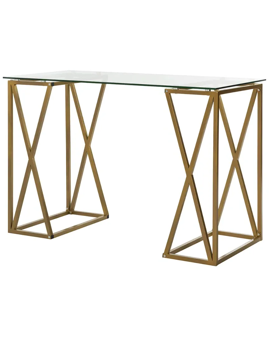 Theresa Glass Top Desk - Clear, Gold