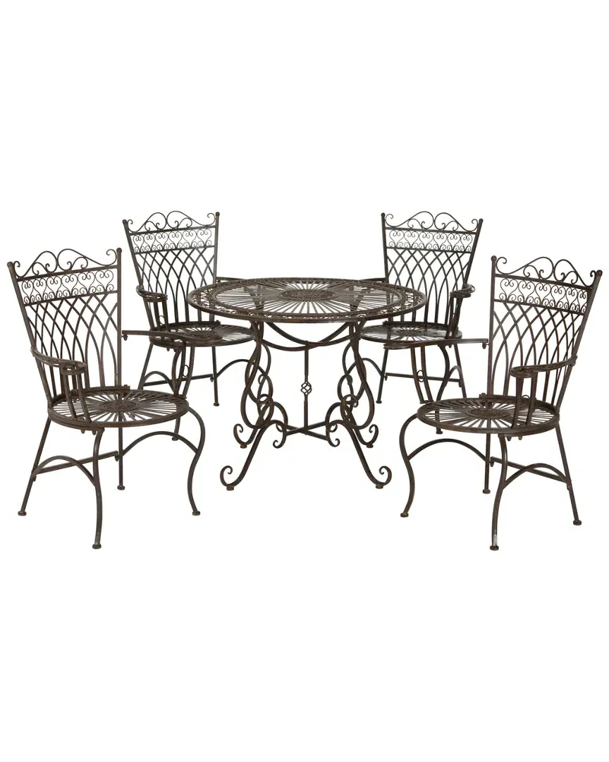 Thessaly Outdoor 5pc Dining Set - Rustic Brown, Iron
