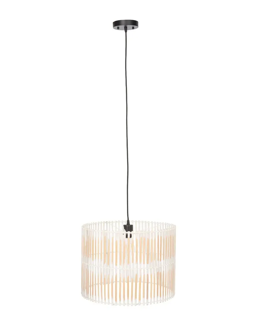 Valley Drum Pendant Light - White Washed, Rattan