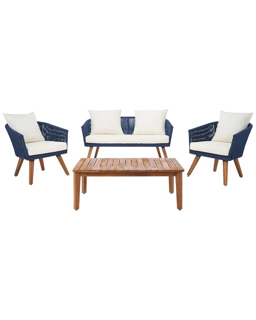 Velso 4-Piece Outdoor Living Set - Navy, Acacia Wood