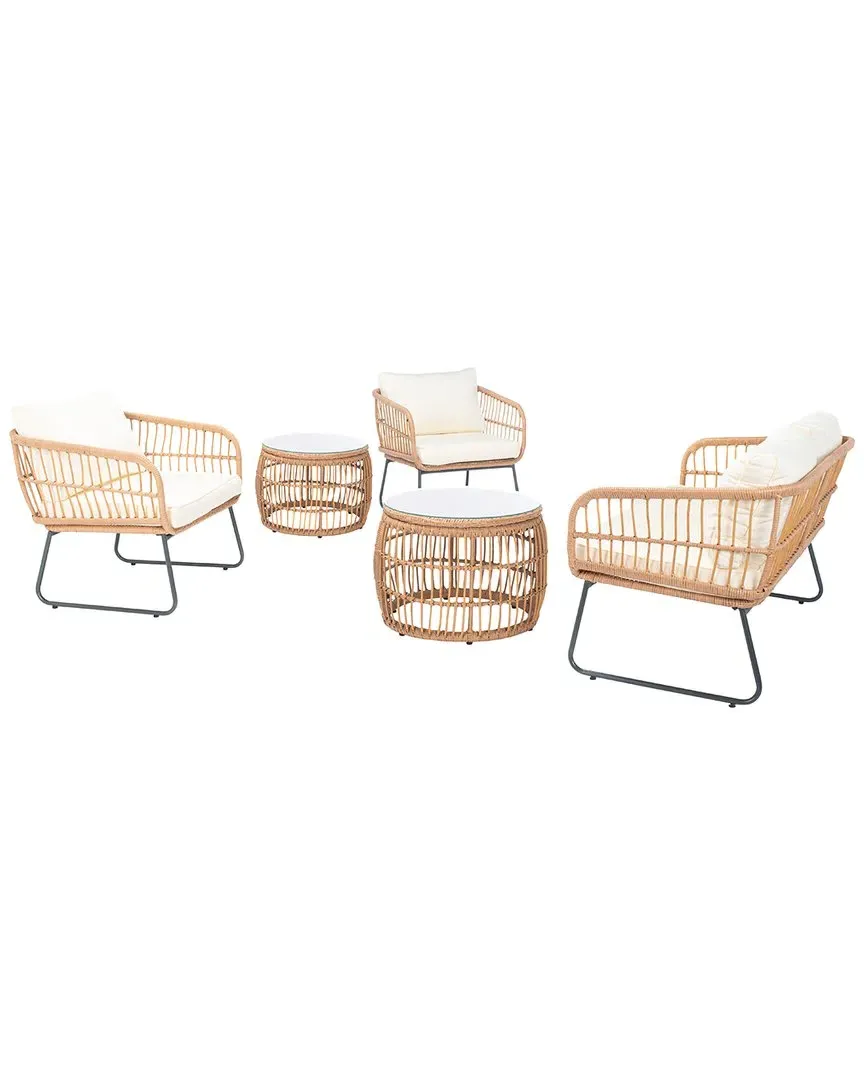 Venta 5-Piece Indoor/Outdoor Living Set - Natural, Rattan