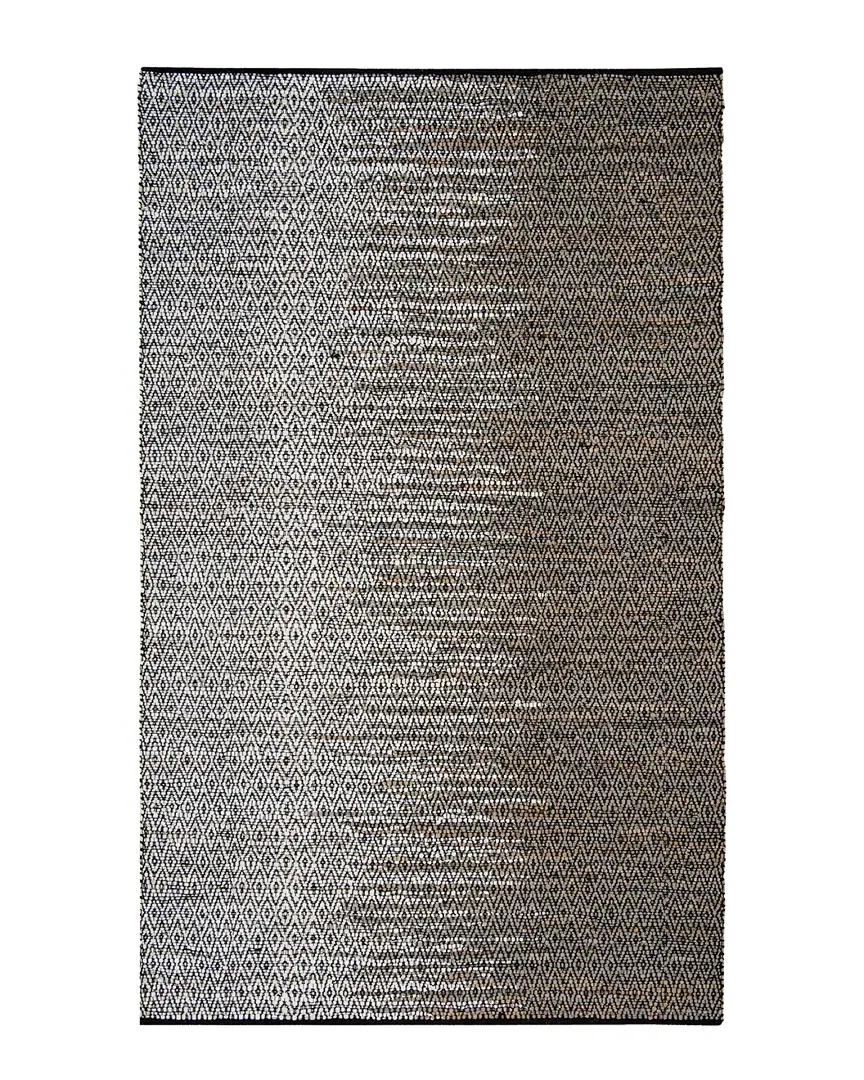 Vintage Hand-Woven Rug - Light Grey, Leather