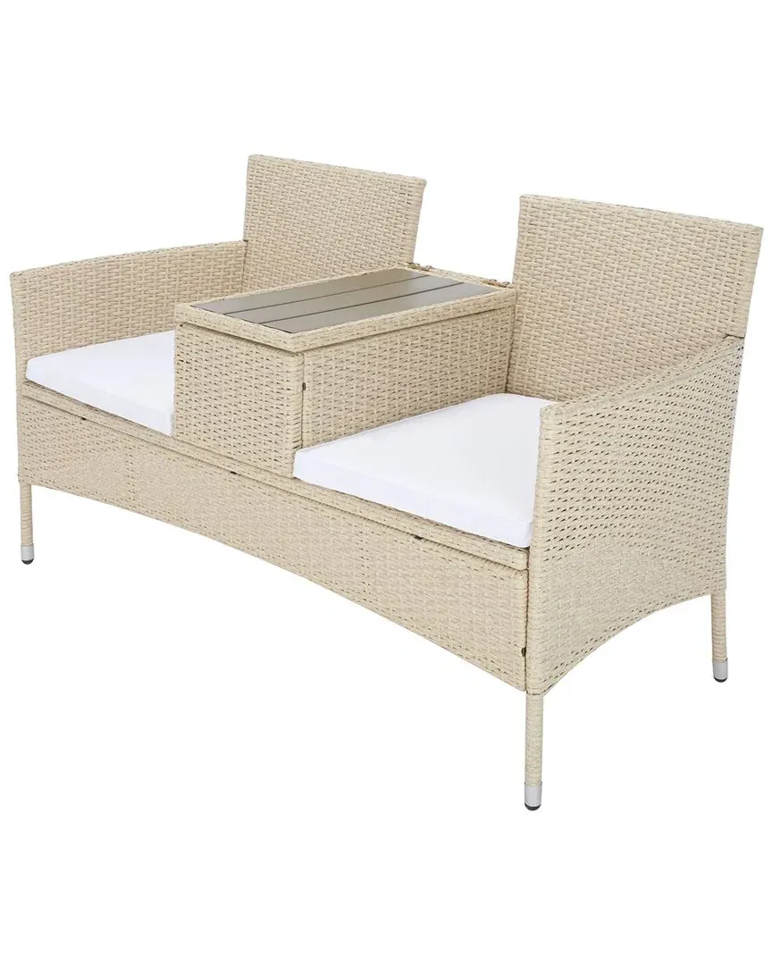 Viora Loveseat with Storage - Beige, Rattan