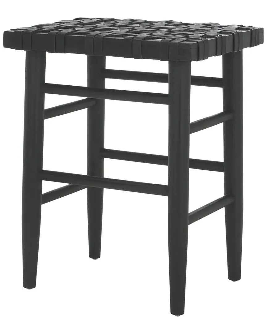 Walda Leather Woven Counter Stool - Black image