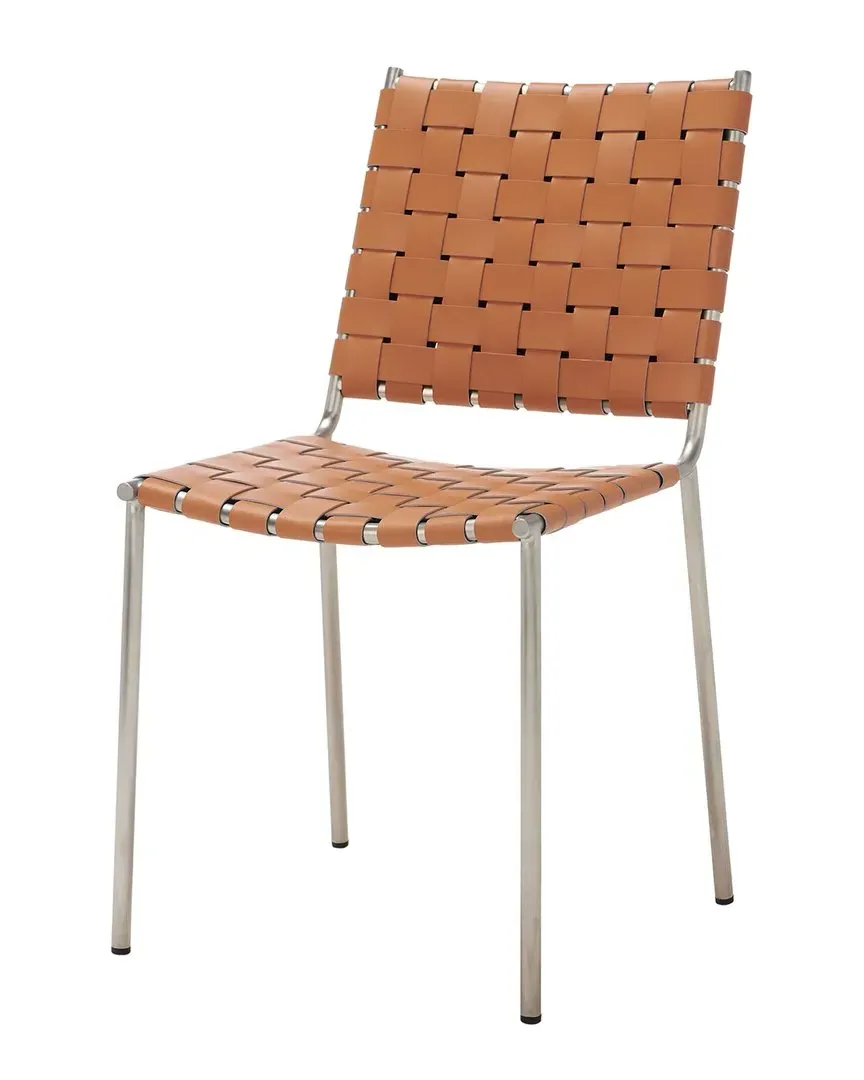 Wesson Set of 2 Dining Chairs - Cognac, Woven Leather