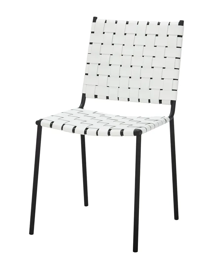 Wesson Set of 2 Dining Chairs - White, Woven Leather image