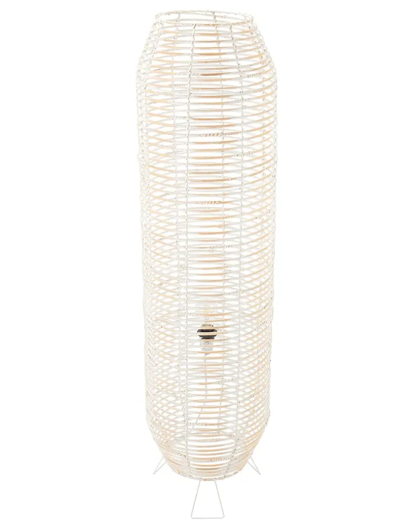 Wilde 50in Floor Lamp - White, Rattan