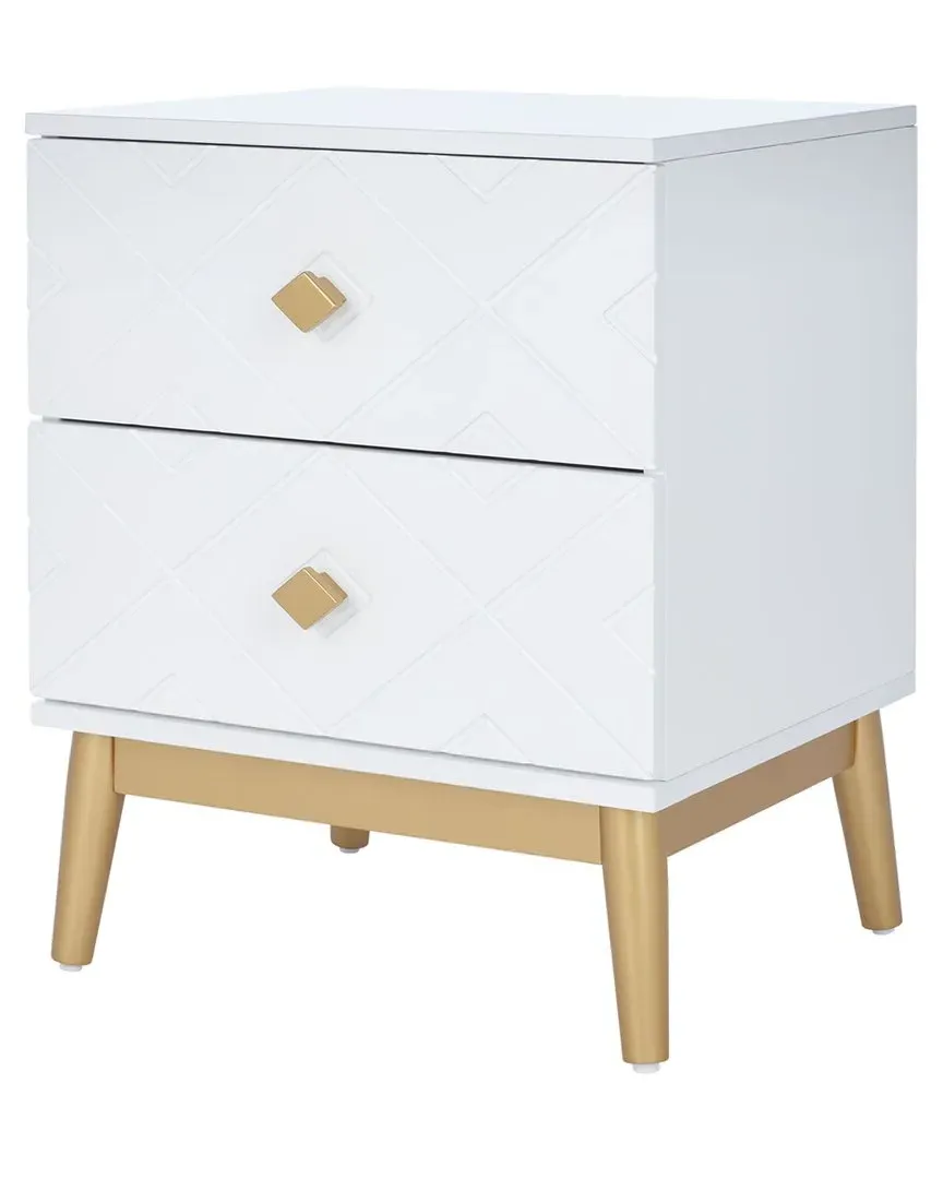 Wilfred 2-Drawer Patterned Nightstand - White, Wood