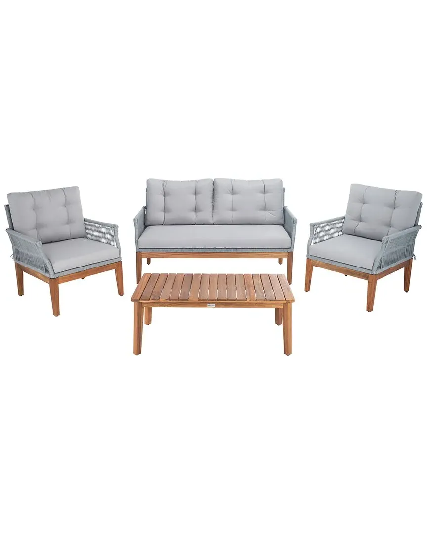 Winslo 4-Piece Outdoor Living Set - Grey, Acacia Wood