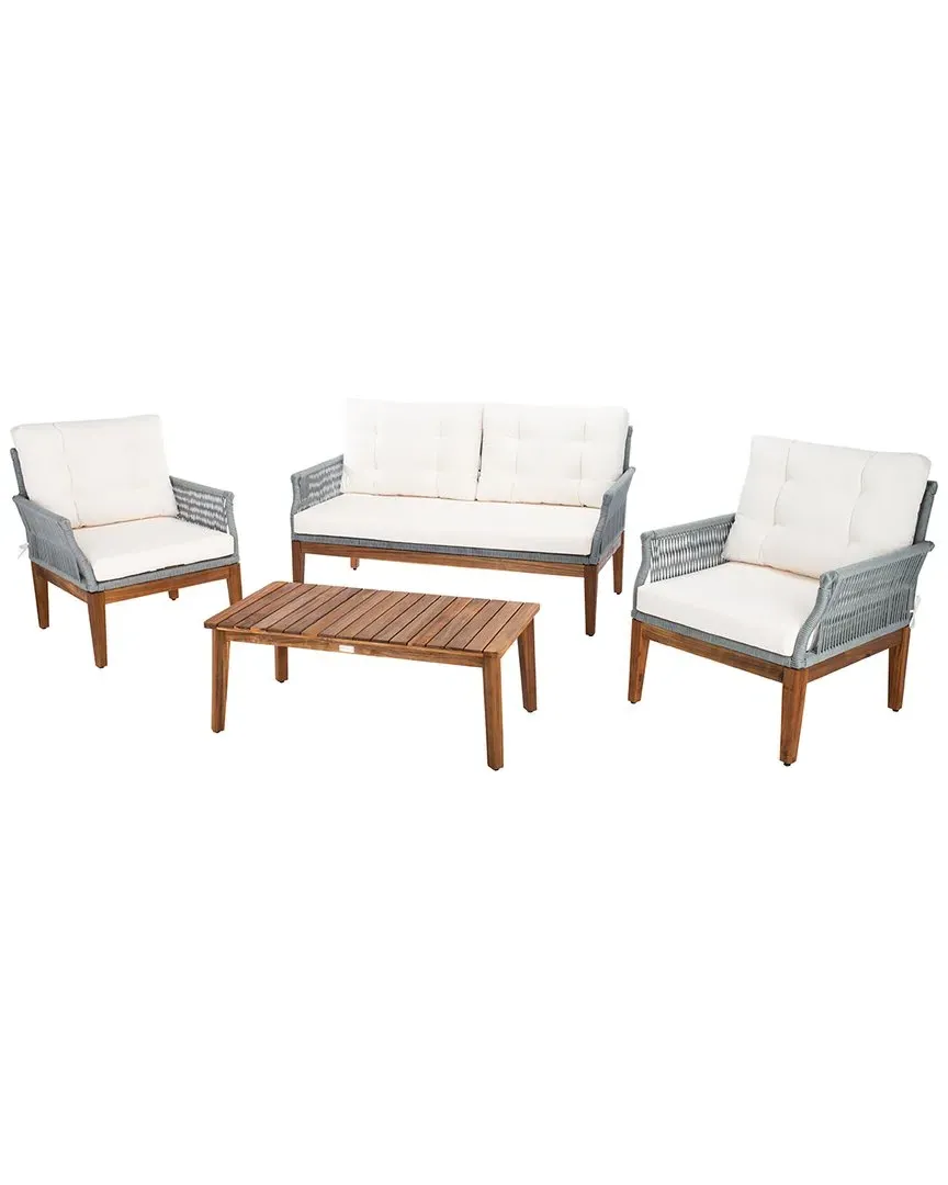 Winslo 4-Piece Outdoor Living Set - Grey, Acacia Wood