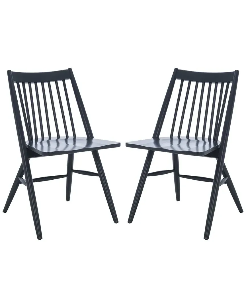 Wren Spindle Dining Chairs Set of 2 - Dark Grey, Rubberwood image
