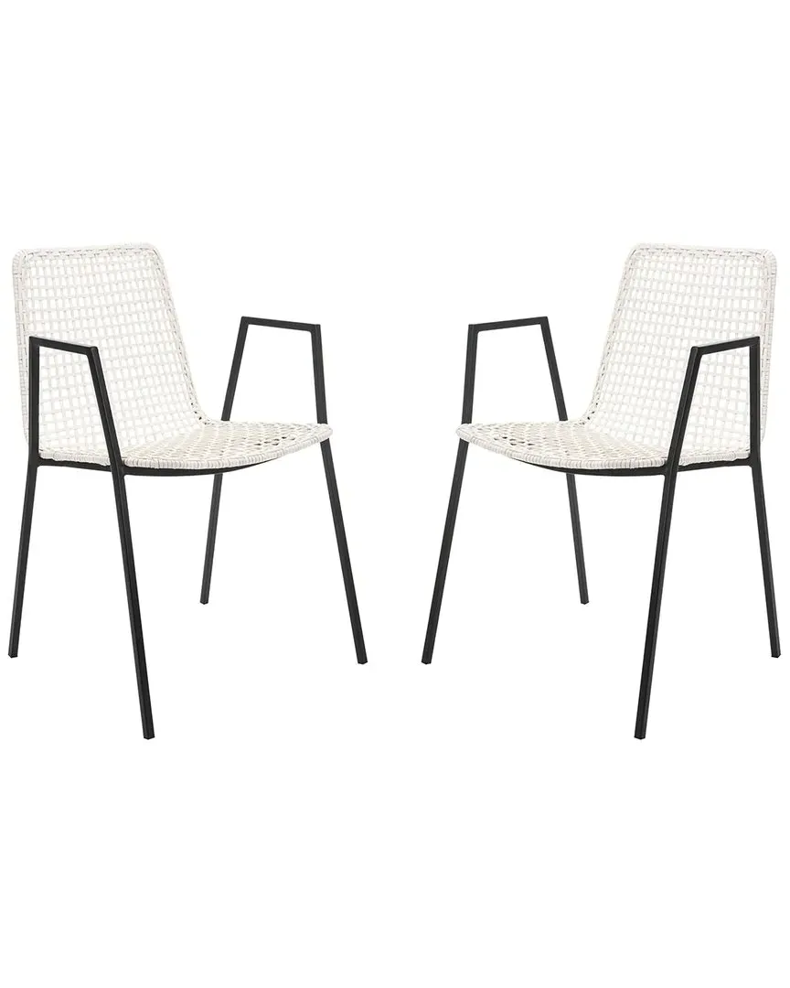 Wynona Set of 2 Dining Chairs - White, Leather