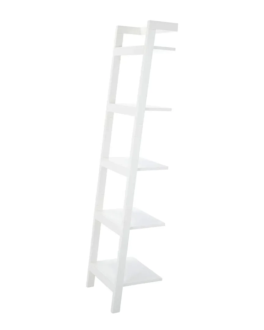 Yassi 5-Tier Leaning Etagere - White, Mahogany