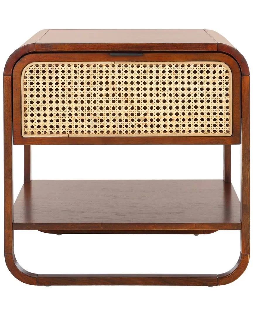 Yunis 1-Drawer Nightstand - Walnut, Rattan