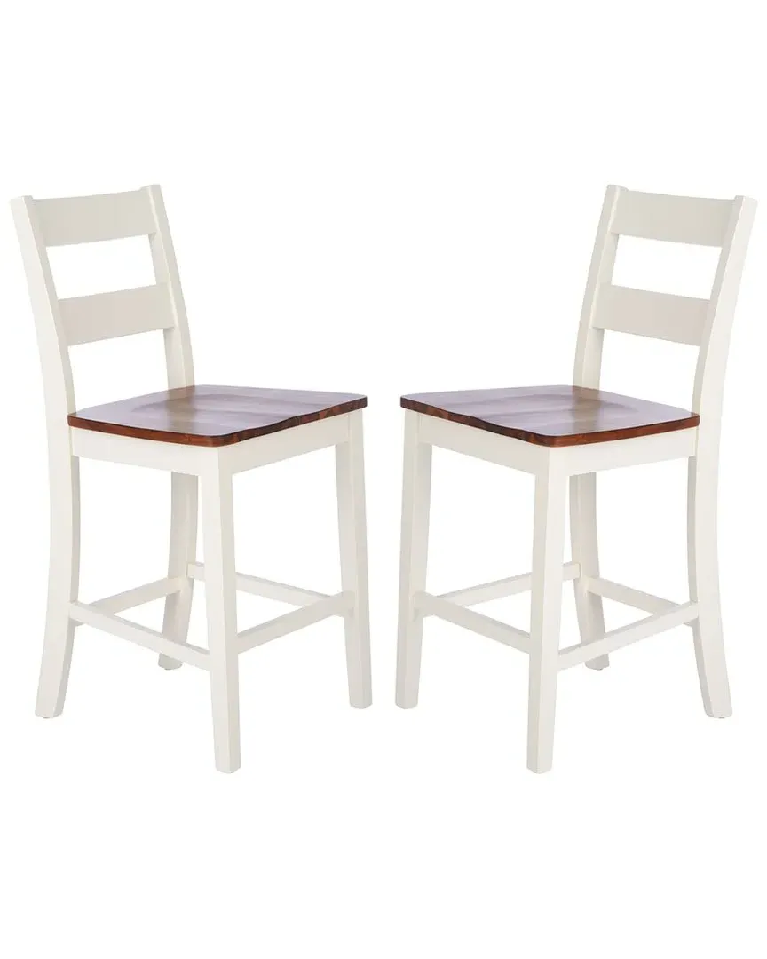Yuri Set of 2 Counter Stools - White, Wood image