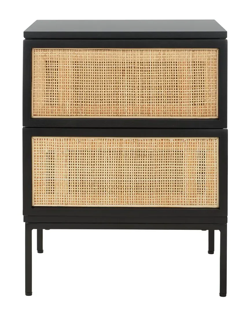 Zadie 2-Drawer Nightstand - Black, Rattan