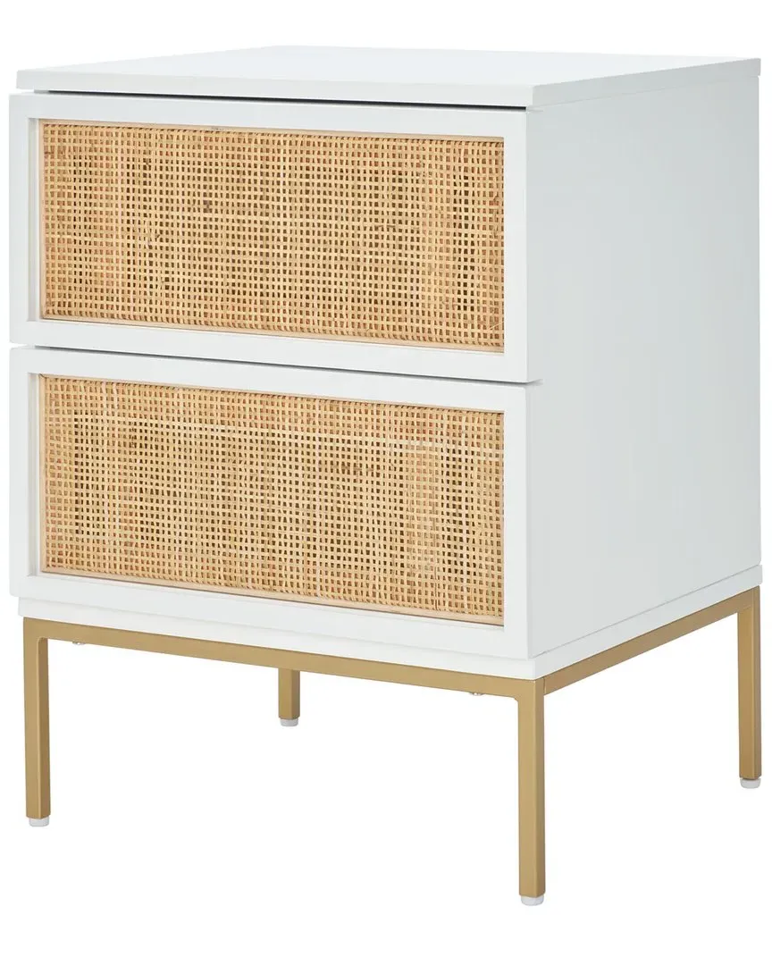 Zadie 2-Drawer Nightstand - White, Rattan