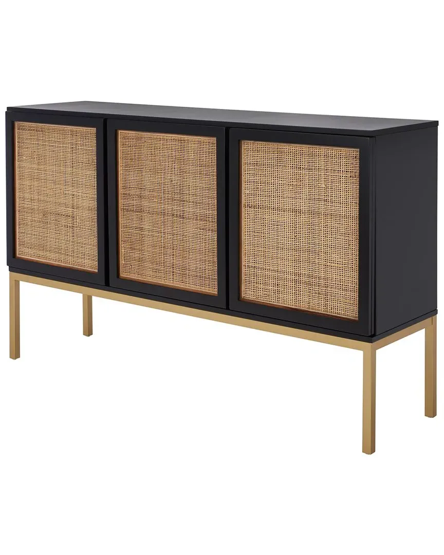 Zadie 2-Shelf Rattan Sideboard - Black