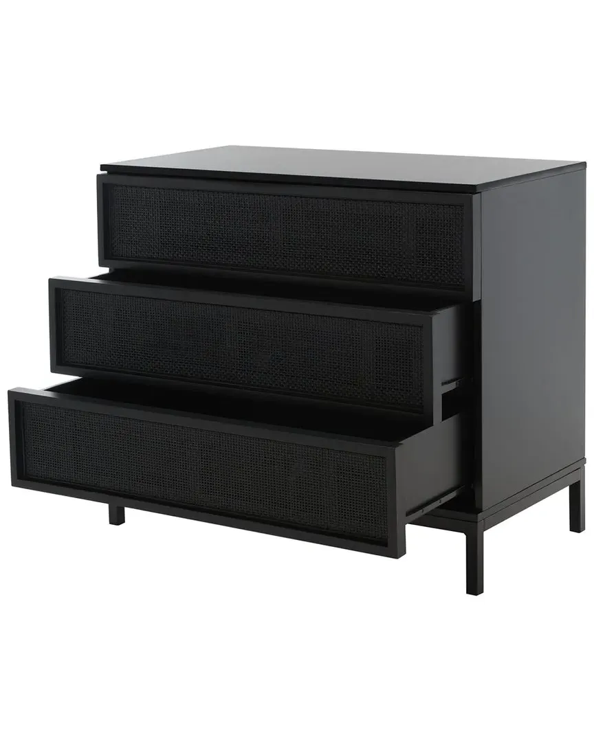 Zadie 3-Drawer Chest - Black, Rattan image