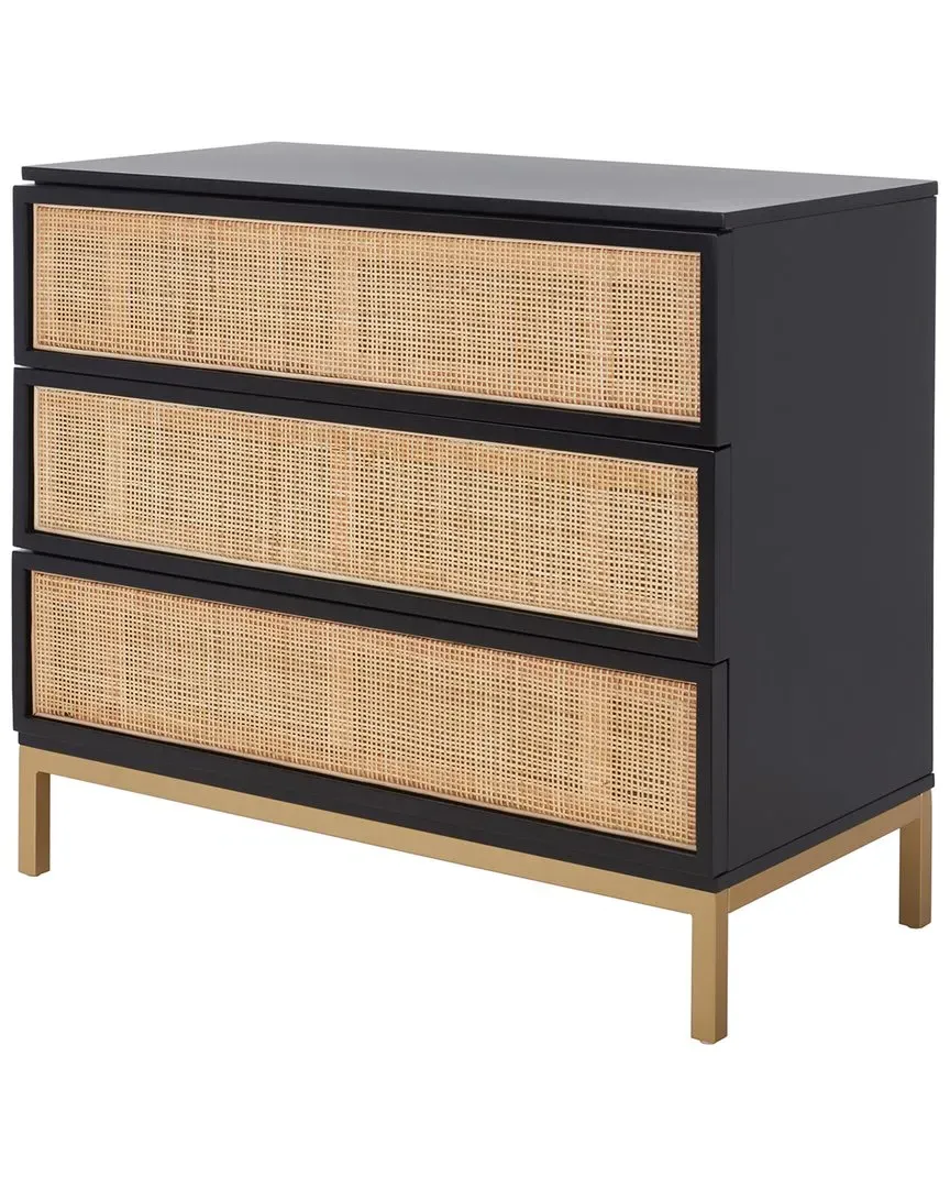 Zadie 3-Drawer Chest - Black, Rattan