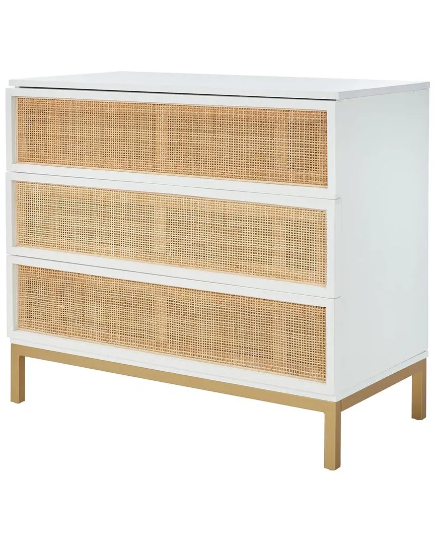 Zadie 3-Drawer Chest - White, Rattan