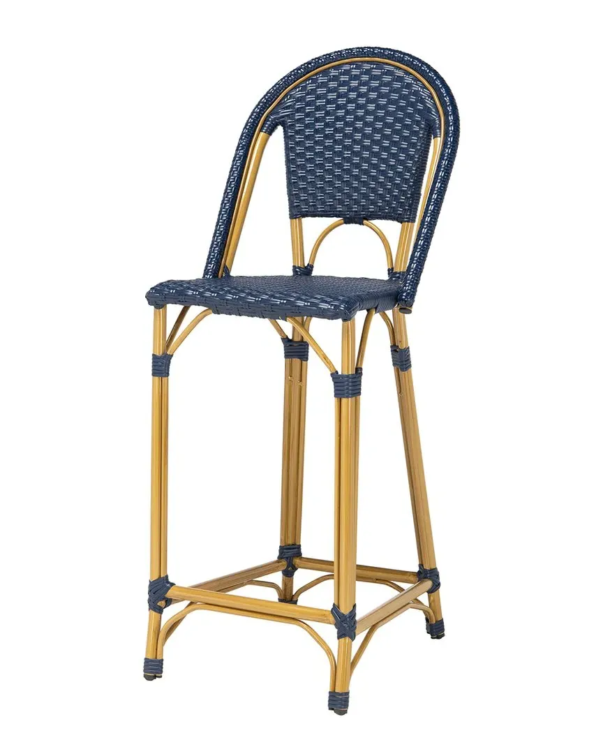 Zaid Indoor/Outdoor Barstool - Navy, Rattan image