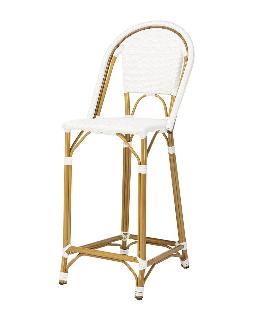 Zaid Indoor/Outdoor Barstool - White, Rattan