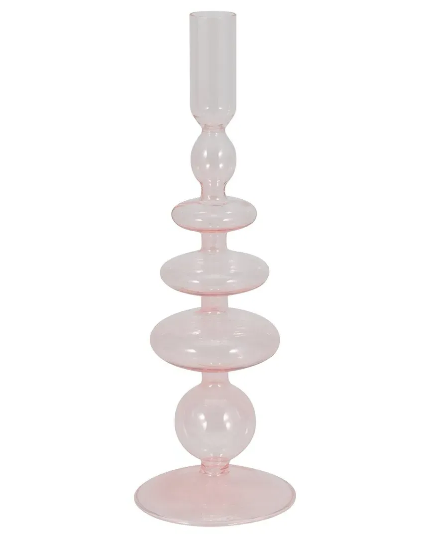 11in Glass Taper Candle Holder - Pink