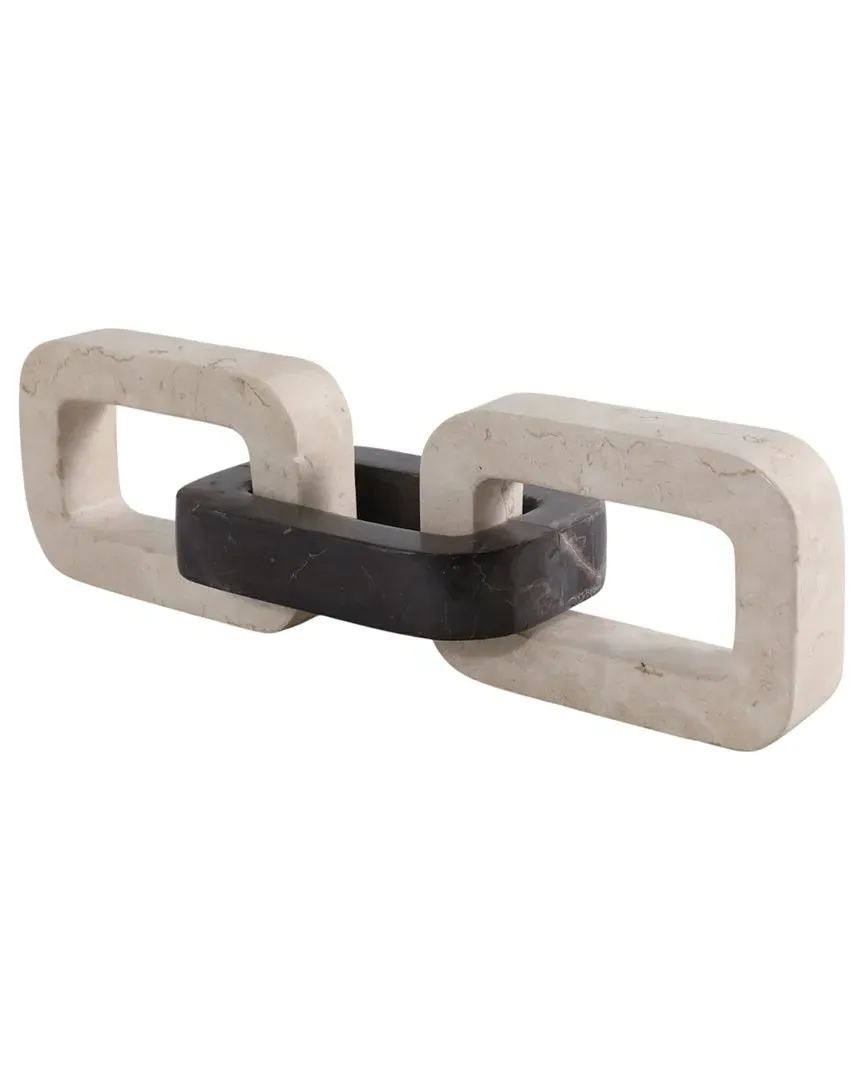 13x4in Chain Link Object - Ivory, Marble