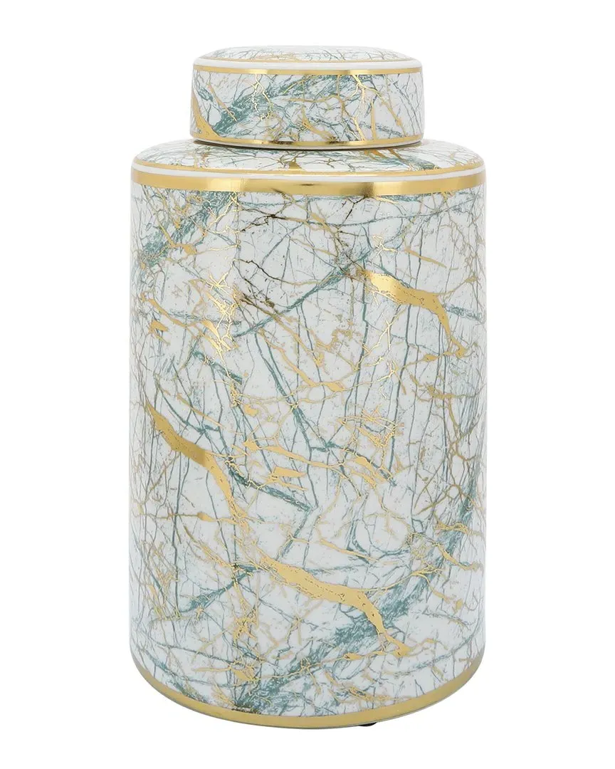 16in Jar with Lid - Green, Ceramic