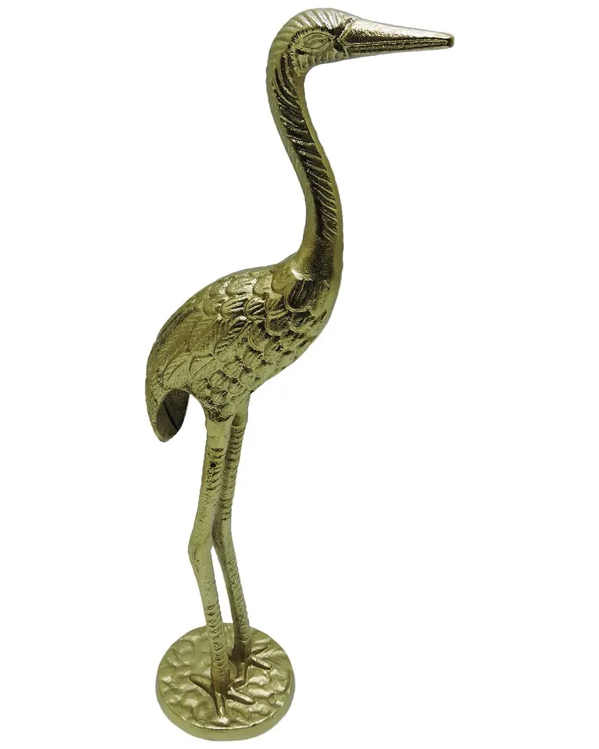 16in Metal Standing Crane - Gold image