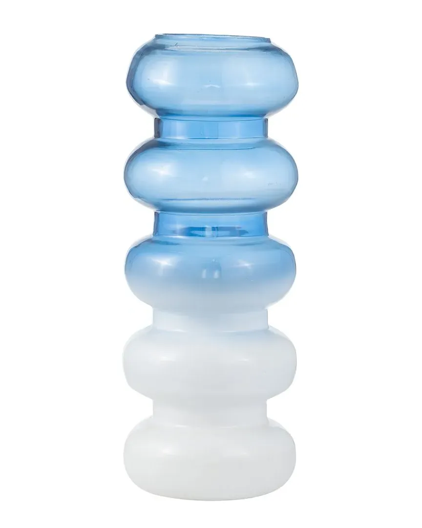 17in Accordion Vase - Blue, Glass image