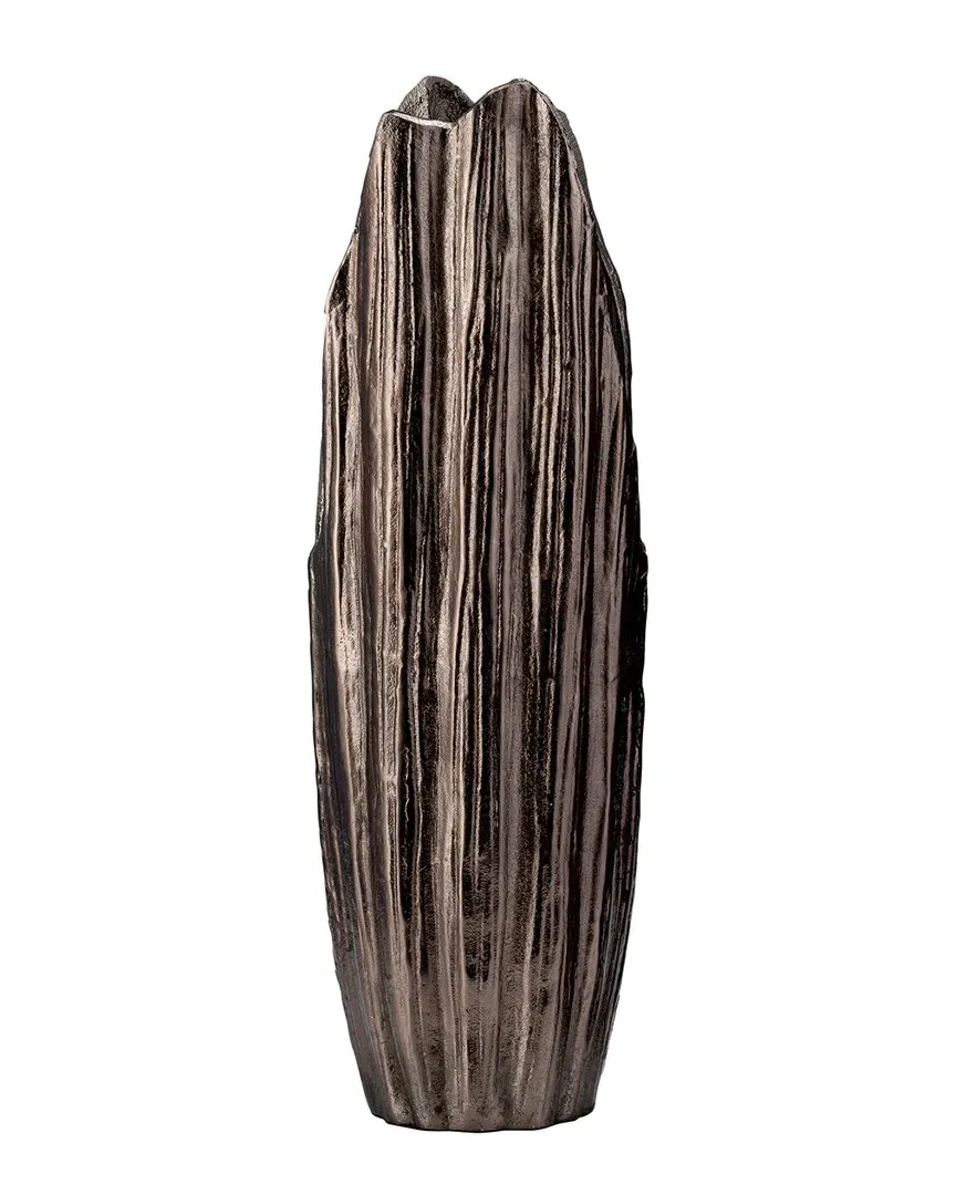 20in Abstract Ridged Vase - Black, Aluminum image