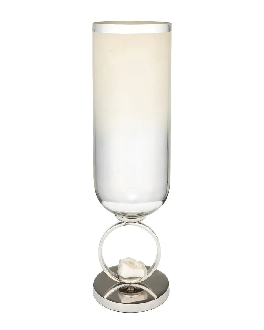 21in Decorative Glass Vase - White image