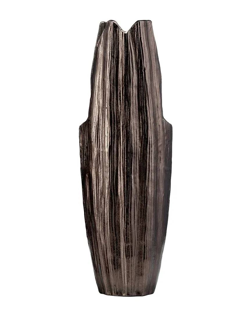 24in Abstract Ridged Vase - Black, Aluminum