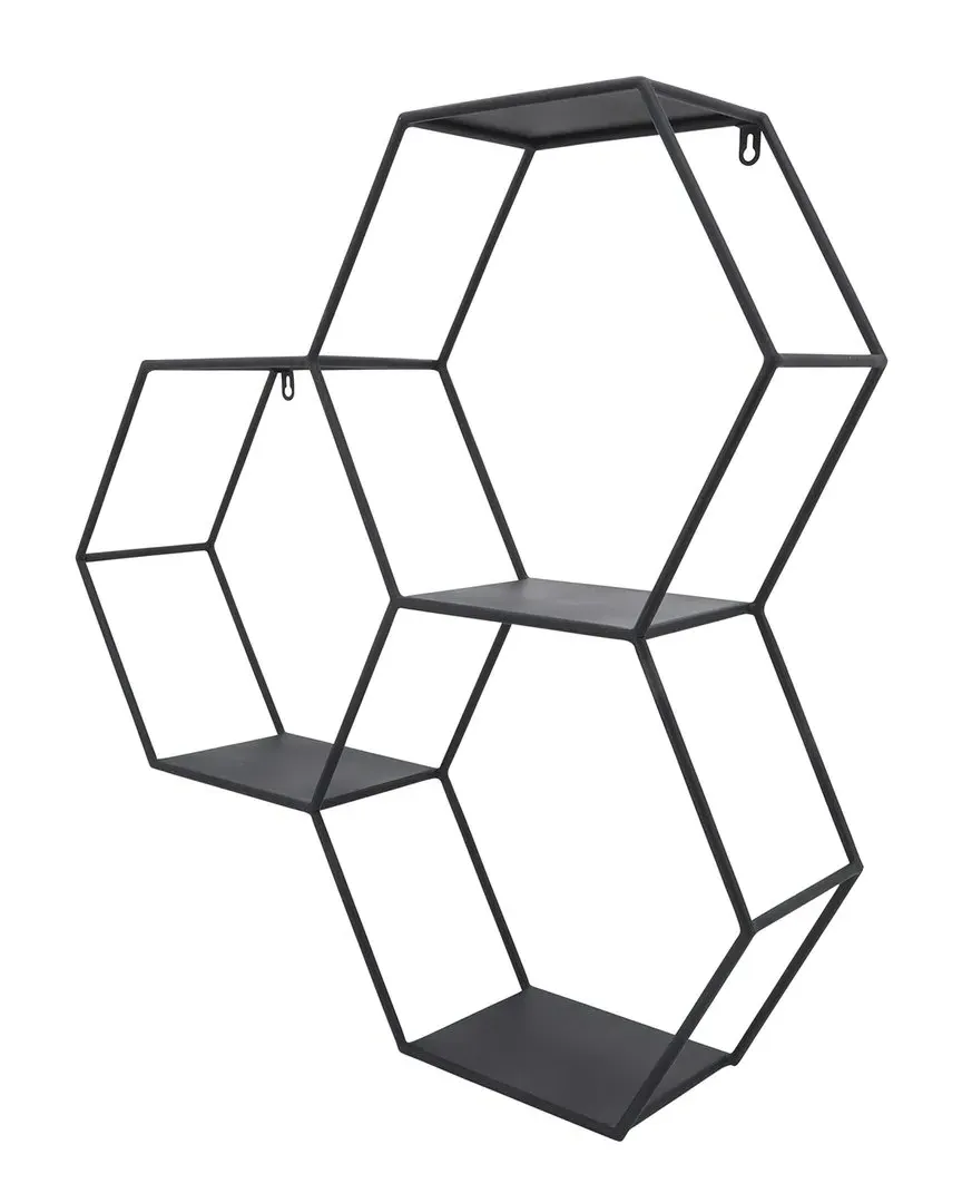 26in Hexagon Wall Shelf - Black, Iron