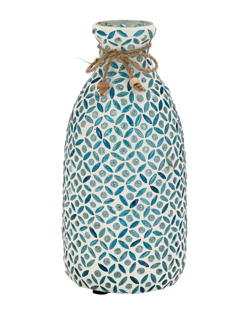 5in Glass Mosaic Vase - Blue image