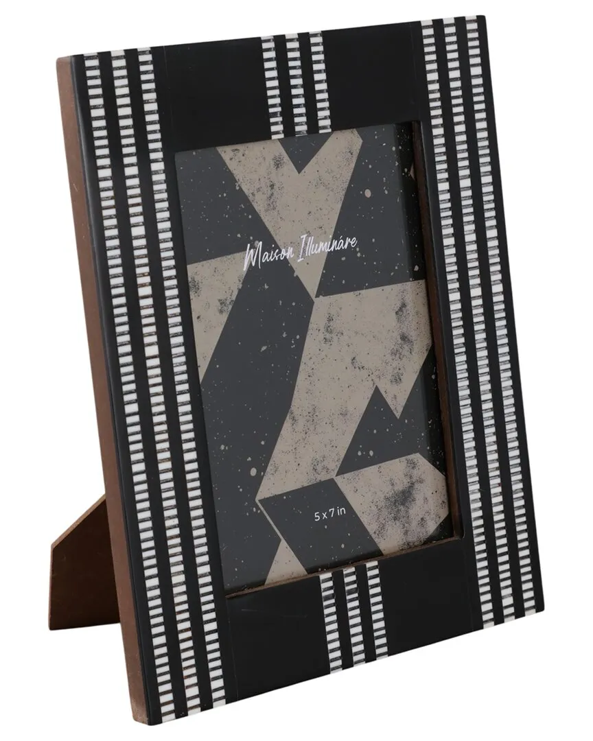 5x7 Ridged Stripes Photo Frame - Black, Resin image