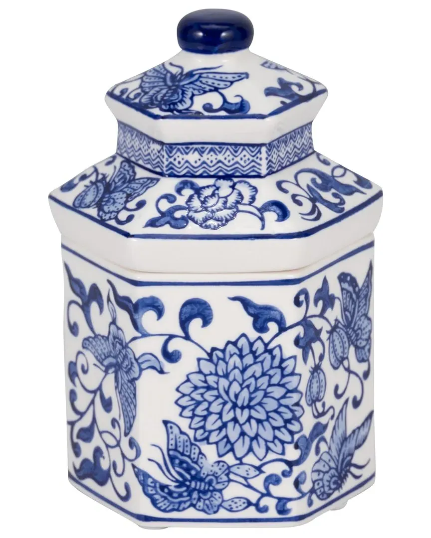 7in Sandalwood Myrrh Chinoiserie Candle - Blue image
