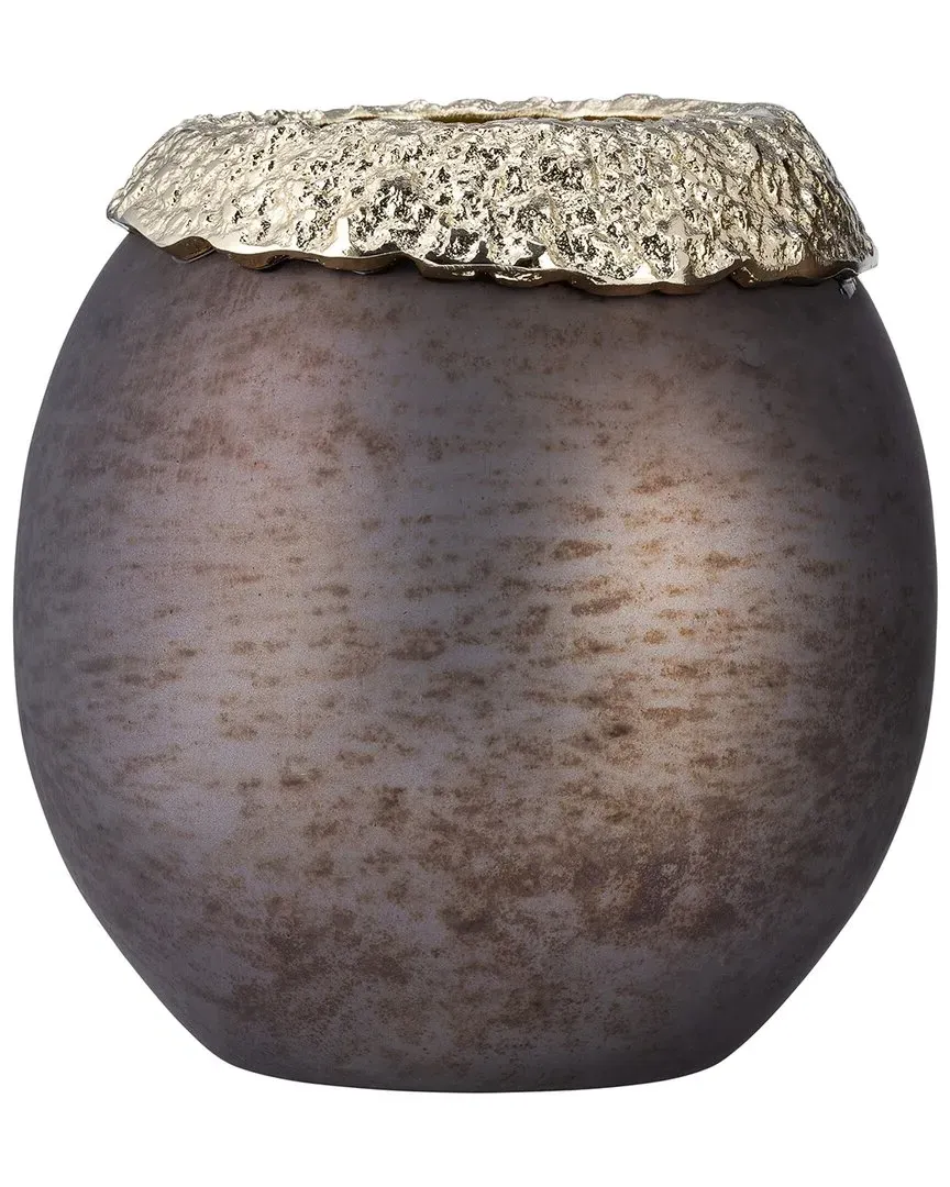 9in Oval Hurricane Vase - Black, Glass